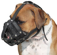 Light Leather Dog Muzzle for BOXER- WIRE Leather BOXER MUZZLE
