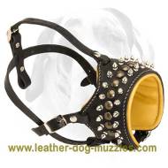 Nappa Padded Muzzle with Spikes for Large and Medium Breeds